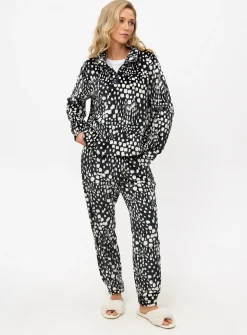 Abstract Mono Co-ord Fleece Pyjama Top M