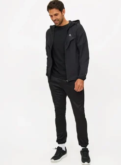 Active Black Hooded Windbreaker Jacket L
