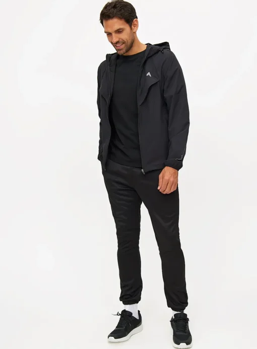 Active Black Hooded Windbreaker Jacket L