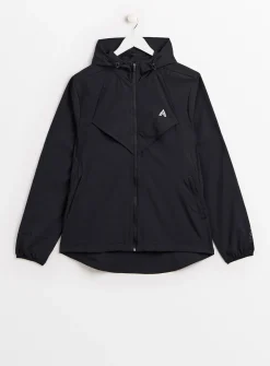 Active Black Hooded Windbreaker Jacket L