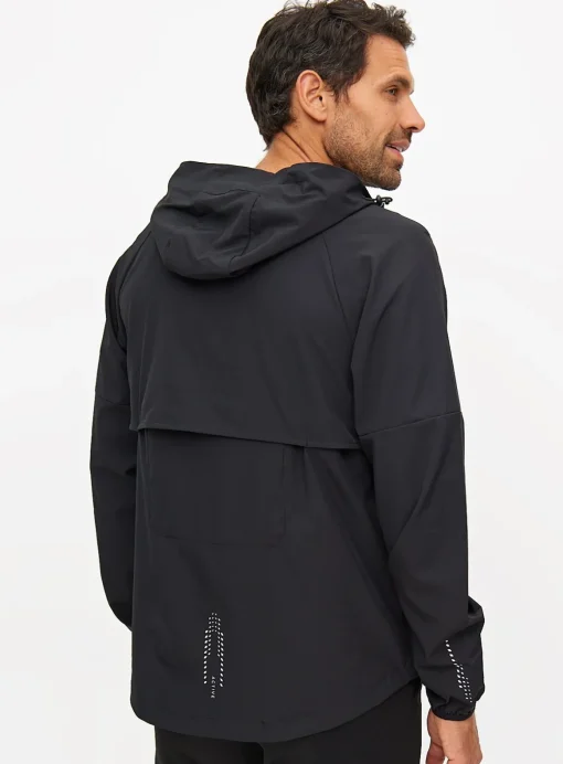Active Black Hooded Windbreaker Jacket L