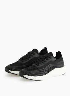 Active Black Knitted Lace-Up Trainers 4