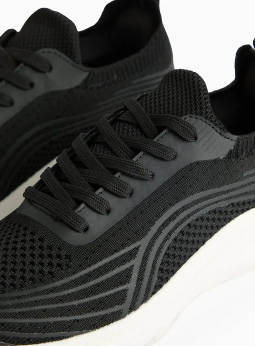 Active Black Knitted Lace-Up Trainers 4