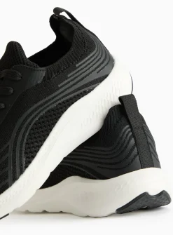 Active Black Knitted Lace-Up Trainers 4