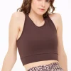 Active Brown High Neck Cropped Top M