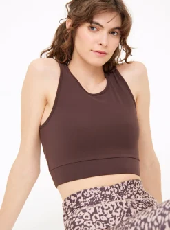 Active Brown High Neck Cropped Top M