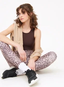 Active Brown High Neck Cropped Top M