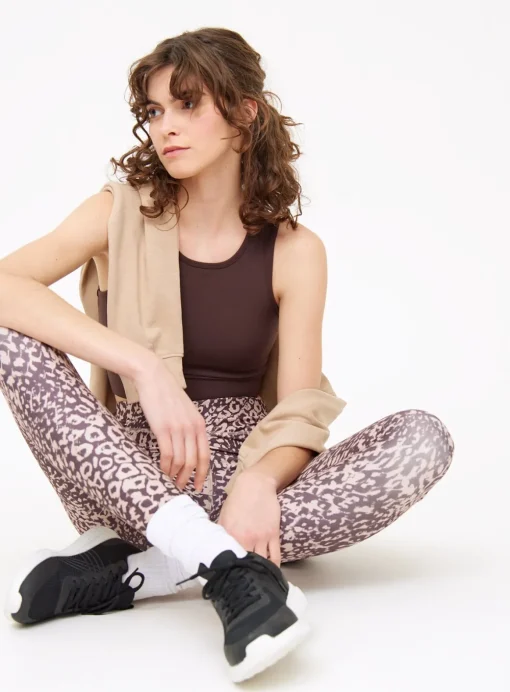 Active Brown High Neck Cropped Top M