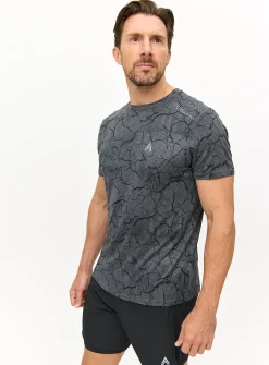 Active Grey Geometric Printed T-Shirt S