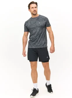 Active Grey Geometric Printed T-Shirt S