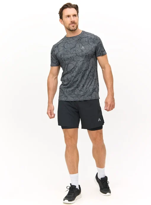 Active Grey Geometric Printed T-Shirt S