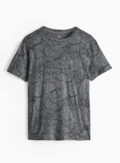 Active Grey Geometric Printed T-Shirt S