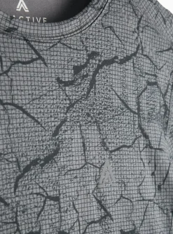 Active Grey Geometric Printed T-Shirt S