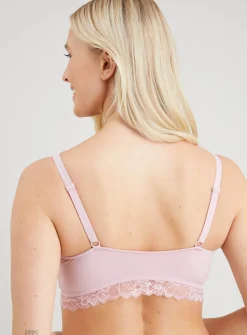 A-GG Pink Floral Lace Post Surgery Front Fastening Bra 40F