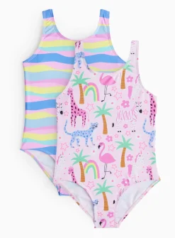 Animal Print & Wavy Print Swimsuit 2 Pack 1.5-2 years