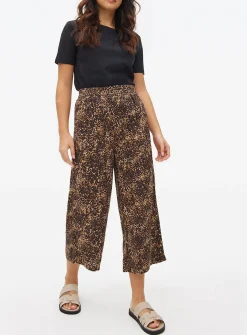 Animal Print Drapey Cropped Trousers M