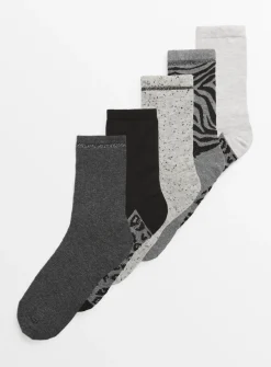 Animal Print Socks 5 Pack 4-8