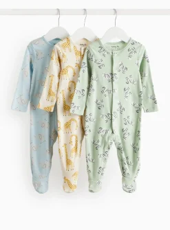 Animal Printed Sleepsuit 3 Pack 6-9 months