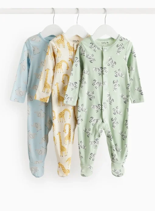 Animal Printed Sleepsuit 3 Pack 6-9 months