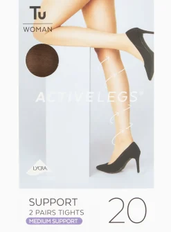 Bamboo 20 Denier Medium Support Tights 2 Pack L