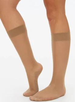 Bamboo Nude 15 Denier Medium Support Knee High Tights 2 Pack One Size