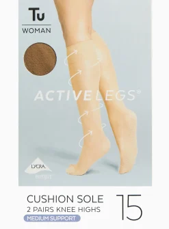 Bamboo Nude 15 Denier Medium Support Knee High Tights 2 Pack One Size
