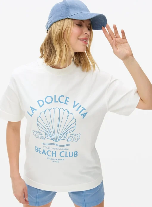 Beach Club Graphic Oversized T-Shirt L