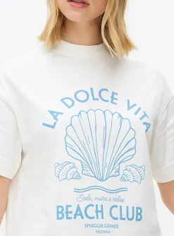 Beach Club Graphic Oversized T-Shirt L