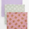 Bear & Floral Print Muslin Cloths 3 Pack One Size