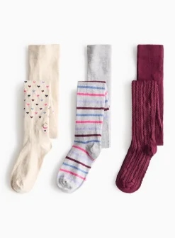 Bear & Stripe Print Tights 3 Pack 7-8 years