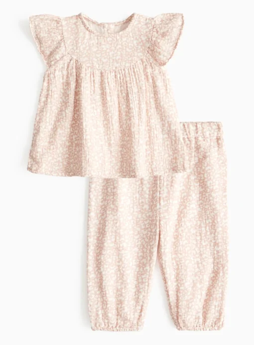 Beige Animal Print Top & Trousers Set 9-12 months