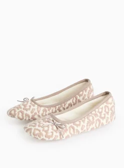 Beige Jacquard Animal Print Ballerina Slippers 5