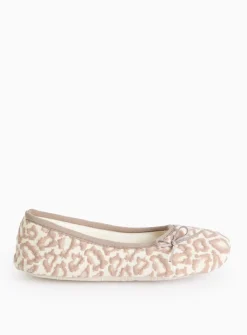 Beige Jacquard Animal Print Ballerina Slippers 5