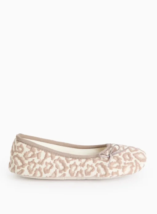 Beige Jacquard Animal Print Ballerina Slippers 5