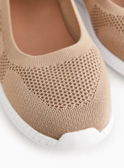 Beige Knitted Ballerina Shoes 6