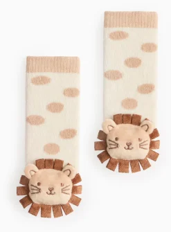 Beige Lion Rattle Socks 1-6 months