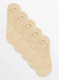 Beige Mesh Footsies 5 Pack 4-6