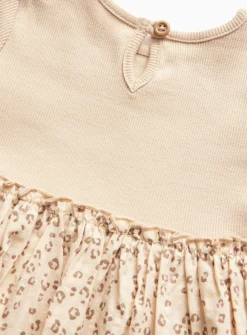 Beige Ribbed Leopard Print Twofer Dress 6-9 months