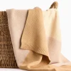 Beige Stripe Knitted Blanket One Size