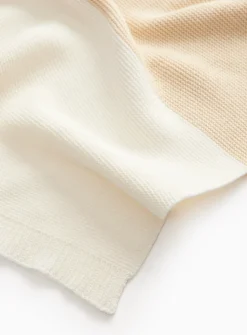 Beige Stripe Knitted Blanket One Size