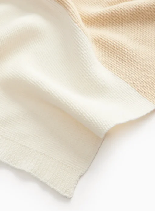 Beige Stripe Knitted Blanket One Size