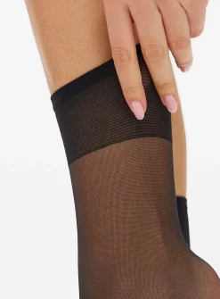 Black 15 Denier Ankle Tights 5 Pack One Size