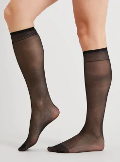 Black 15 Denier Knee High Tights 5 Pack One Size