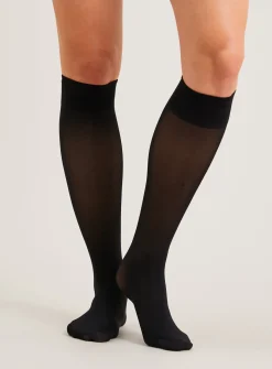 Black 40 Denier Opaque Knee High Tights 3 Pack One Size