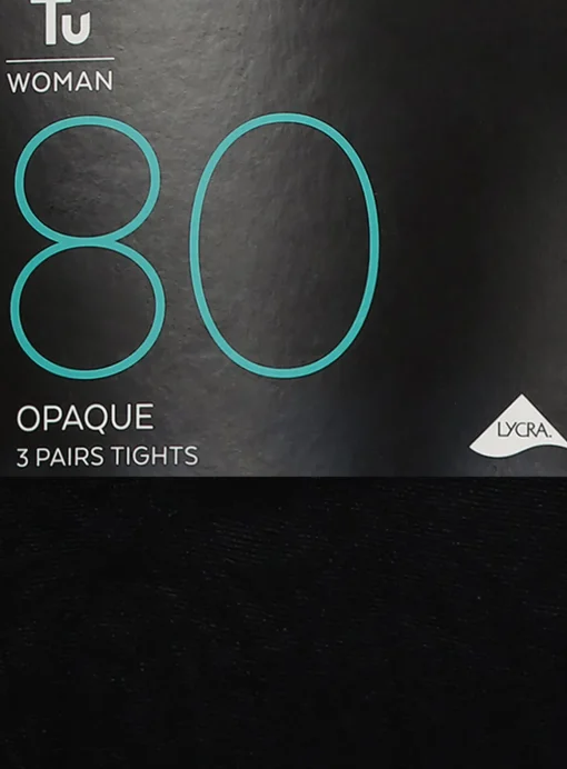 Black 80 Denier Opaque Tights 3 Pack L