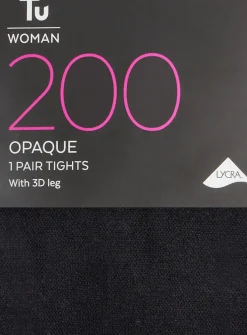 Black 200 Denier Supersoft Opaque Tights XL