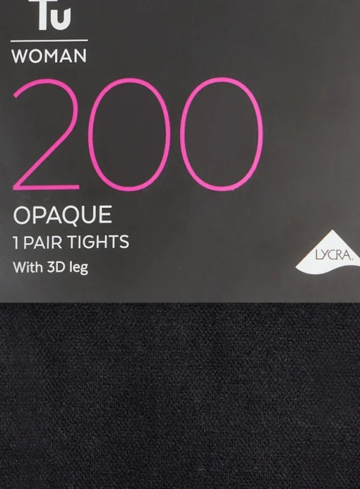 Black 200 Denier Supersoft Opaque Tights XL