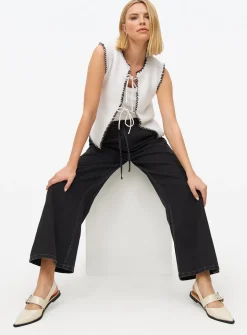 Black Denim Ultra Wide Leg Jogger Jeans 8R