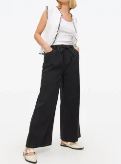 Black Denim Ultra Wide Leg Jogger Jeans 8R