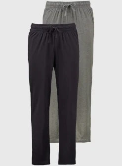 Black & Charcoal Jersey Pyjama Bottoms 2 Pack XL